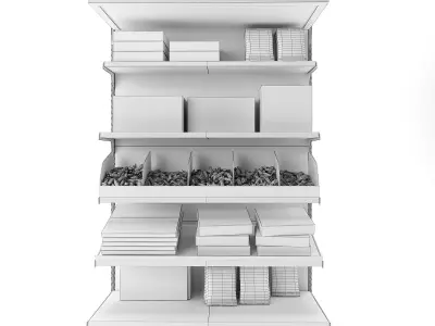 Commercial rack for supermarkets with goods 3D model