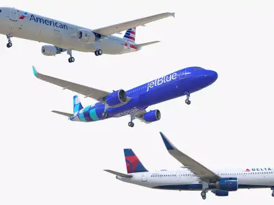 United States Airlines Collection Low-poly 3D model