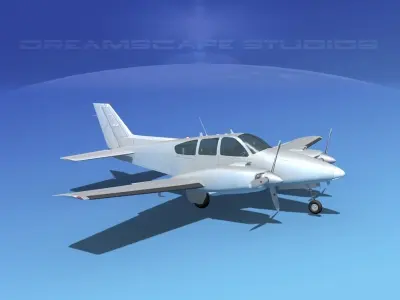 Beechcraft B55 Baron Bare Metal 3D model