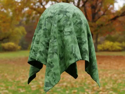 Realistic Procedural Green Camo Fabric Shader Texture Texture