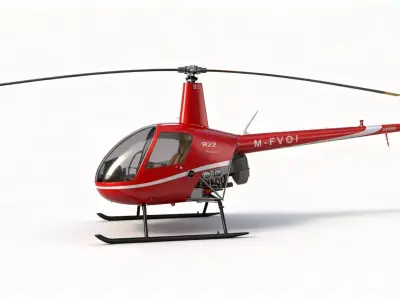  Low-Poly Quad Topology Helicopter Robinson R22 3D model