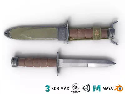 M1 carbine bayonet Low-poly 3D model