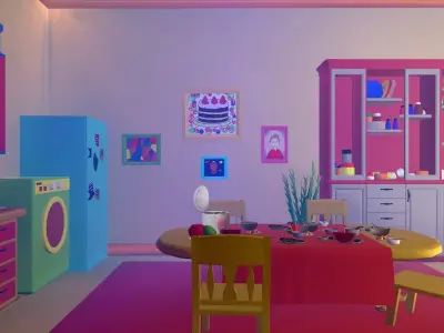 Asset - Cartoons - Kitchen  - 3D model Low-poly 3D model