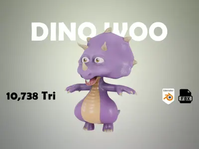 Triceratops DinoWoo Low-poly 3D model