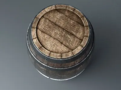 Wooden barrel Low-poly 3D model purchase