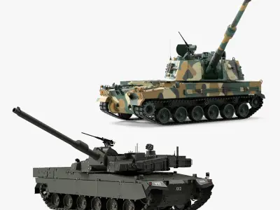 Rigged South Korean Tanks Collection 3D model
