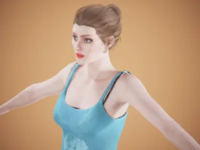 game rigged girl Low-poly 3D model
