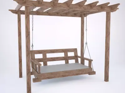 Garden swing 3D model 11