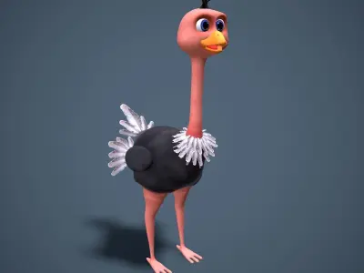 cartoon oistrich Low-poly 3D model