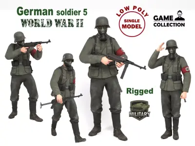 German Soldier 5 Low-poly 3D model