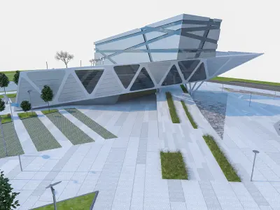 Modern Museum Building Low-poly 3D model