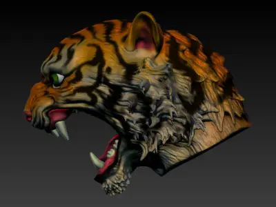 Tiger head long hair 3D model