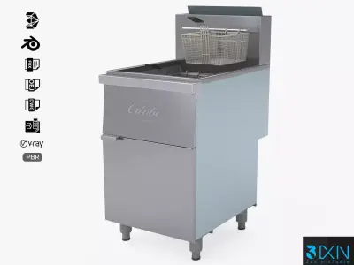 Globe Floor Fryers GFF80G Commercial Deep Fryer 3D model