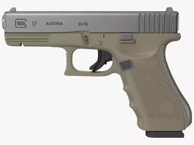 Olive Glock 17 with Magazine 3D model