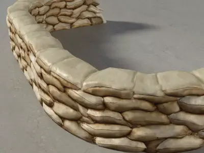 Sandbags Wall Construction Kit Low-poly 3D model