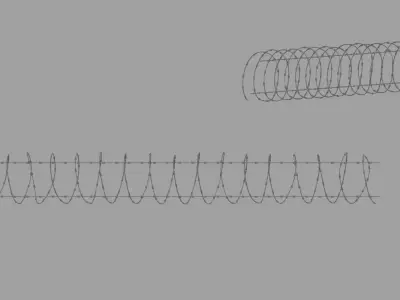Barbed Wire Fence 3D model
