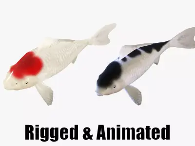 animated carp fish koi Low-poly 3D model