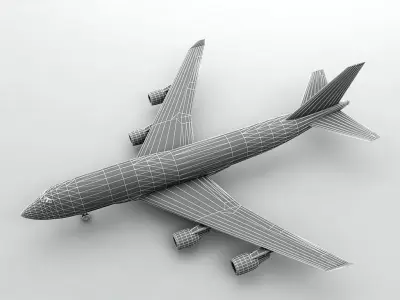 Boeing 747-400 Airliner - Qantas Airlines Low-poly 3D model