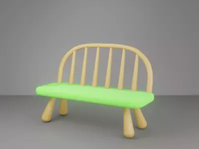 3D green bench 3D model