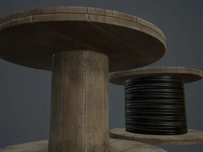 Wire Spool PBR Game Ready Low-poly 3D model