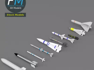 Missiles and bombs collection Free low-poly 3D model