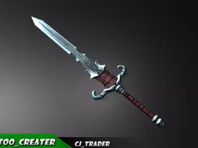 Fantasy Excalibur Sword Lowpoly 3d model Low-poly 3D model