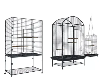 Bird Cage Pack Low-poly 3D model