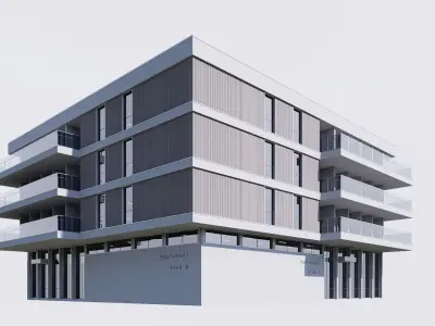 apartment building realistic Low-poly 3D model