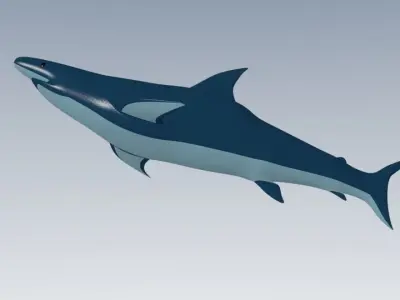 Shark flying in air Low-poly 3D model