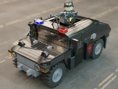 Lego swat truck with squad 3D model