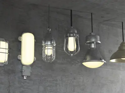 Industrial Factory Lights Low-poly 3D model