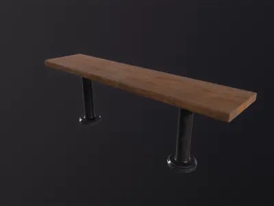 Old Wooden Bench 3D Model Low-poly 3D model