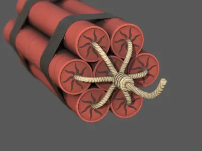 Dynamite Charge Stylized Low Poly Explosive Low-poly 3D model