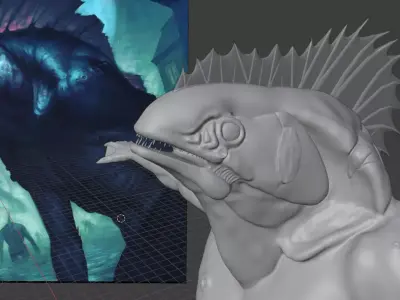 Fish-human hybrid 3D model
