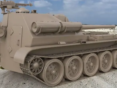 Tank Uralmash SU 101  Clay VRay 3D model