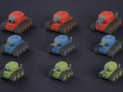 Modular Stylized Tank Low-poly 3D model