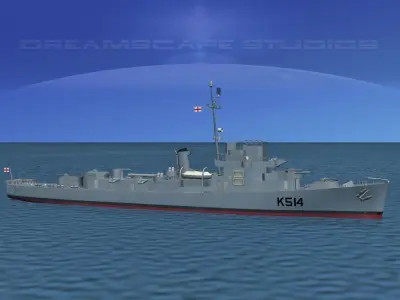 UK Captains Class Frigate HMAV Lawford 3D model