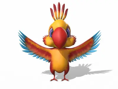 Cartoon Parrot 3D model