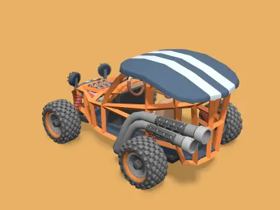Stylized Toon Buggy Low-poly 3D model