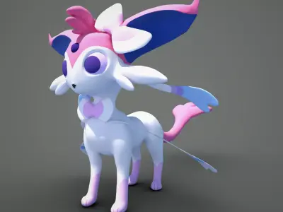 Esylveon Pokemon Sylveon x Umbreon fuse corp Free low-poly 3D model