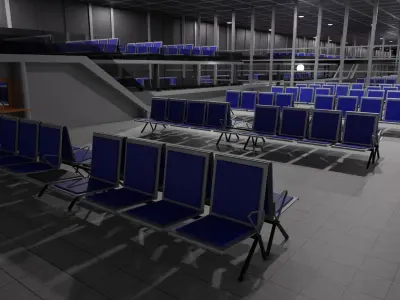 Airport Interior Low-poly 3D model