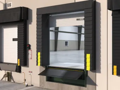 Retractable Truck Dock Shelter with Rolling Door Rigged for Cinema 4D 3D model