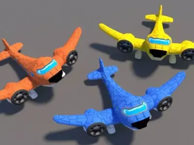 Cartoon Plane Low-poly 3D model