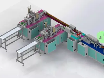 Flat mask one drag two external ear strap machine 3D model