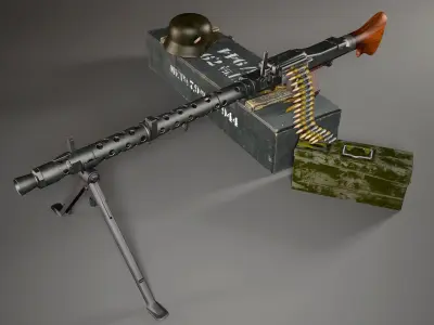 German MG-34 machine gun set 3D model