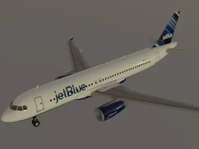 Jetblue airbus a320-232 low poly 3D Model  Low-poly 3D model