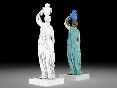 Nymph statue collection Low-poly 3D model