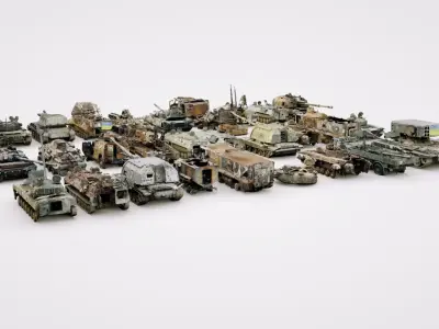 Destroyed russian armoured vehicles 30 assets collection  3D model