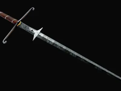 Montante two handed sword Low-poly 3D model
