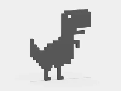 Pixel Google Chrome Dinosaur  Low-poly 3D model
